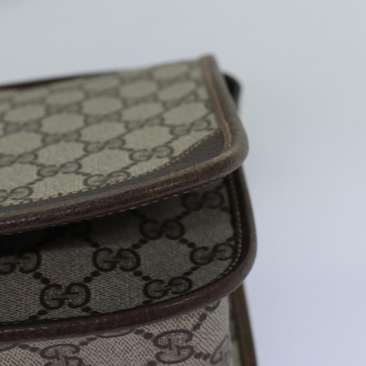GUCCI GG Supreme Web Sherry Line Shoulder Bag PVC Leather Beige ep4229