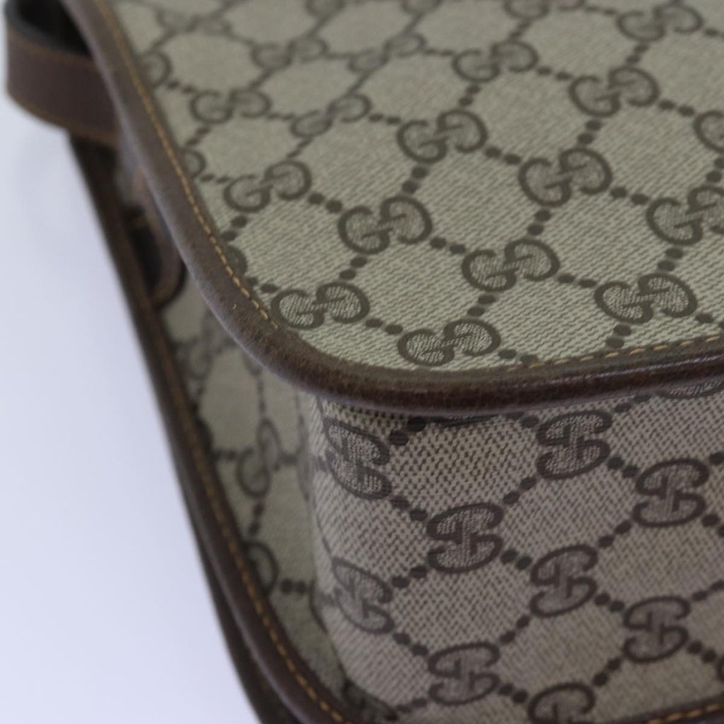 GUCCI GG Supreme Web Sherry Line Shoulder Bag PVC Leather Beige ep4229