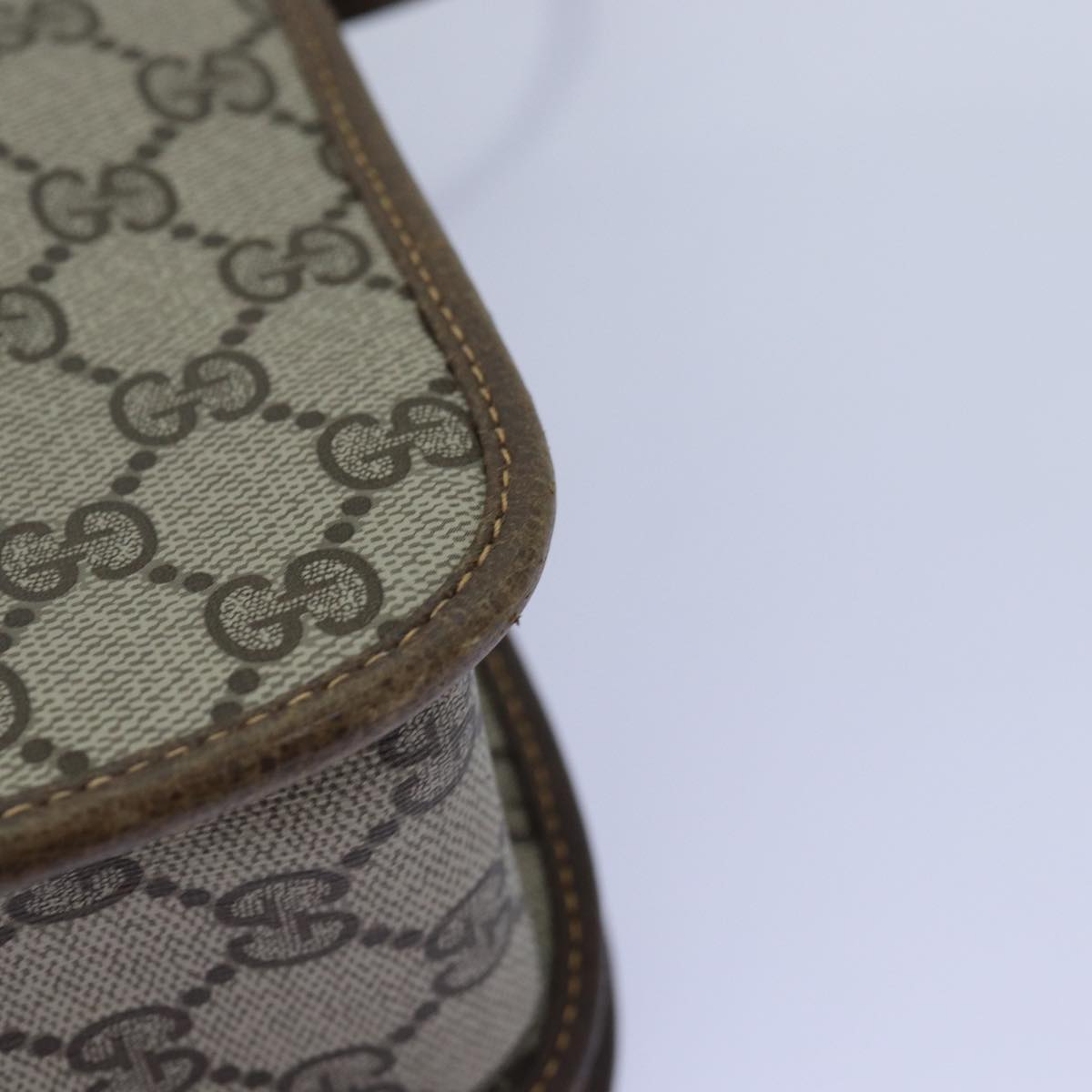 GUCCI GG Supreme Web Sherry Line Shoulder Bag PVC Leather Beige ep4229