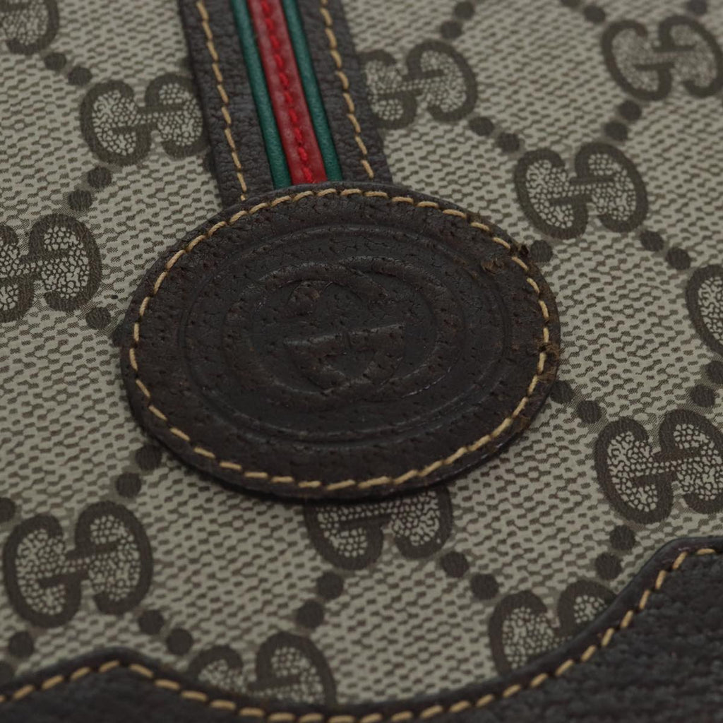 GUCCI GG Supreme Web Sherry Line Shoulder Bag PVC Leather Beige ep4229