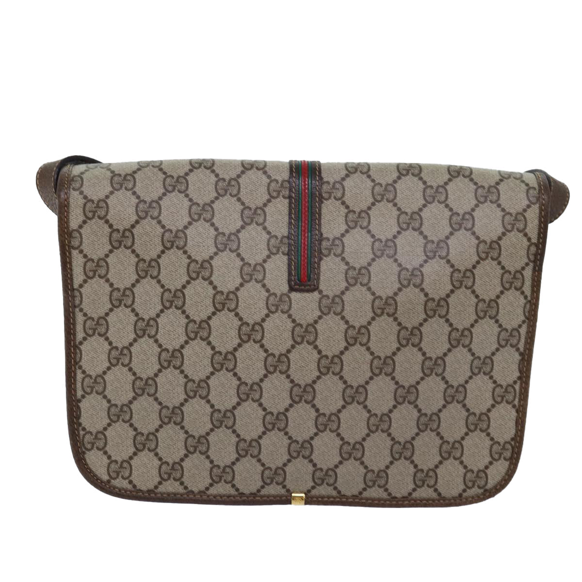 GUCCI GG Supreme Web Sherry Line Shoulder Bag PVC Leather Beige ep4229