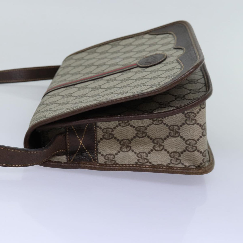 GUCCI GG Supreme Web Sherry Line Shoulder Bag PVC Leather Beige ep4229