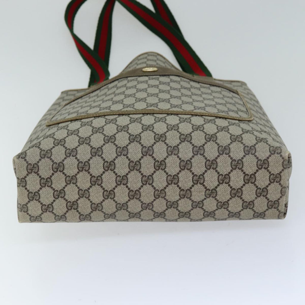 GUCCI GG Supreme Web Sherry Line Tote Bag PVC Red Beige Green ep4242