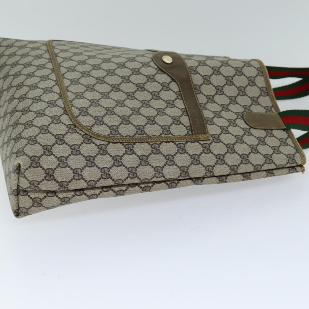 GUCCI GG Supreme Web Sherry Line Tote Bag PVC Red Beige Green ep4242