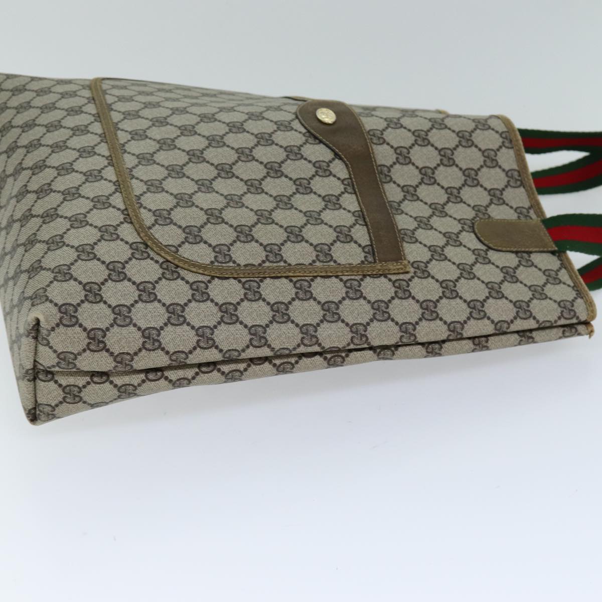 GUCCI GG Supreme Web Sherry Line Tote Bag PVC Red Beige Green ep4242
