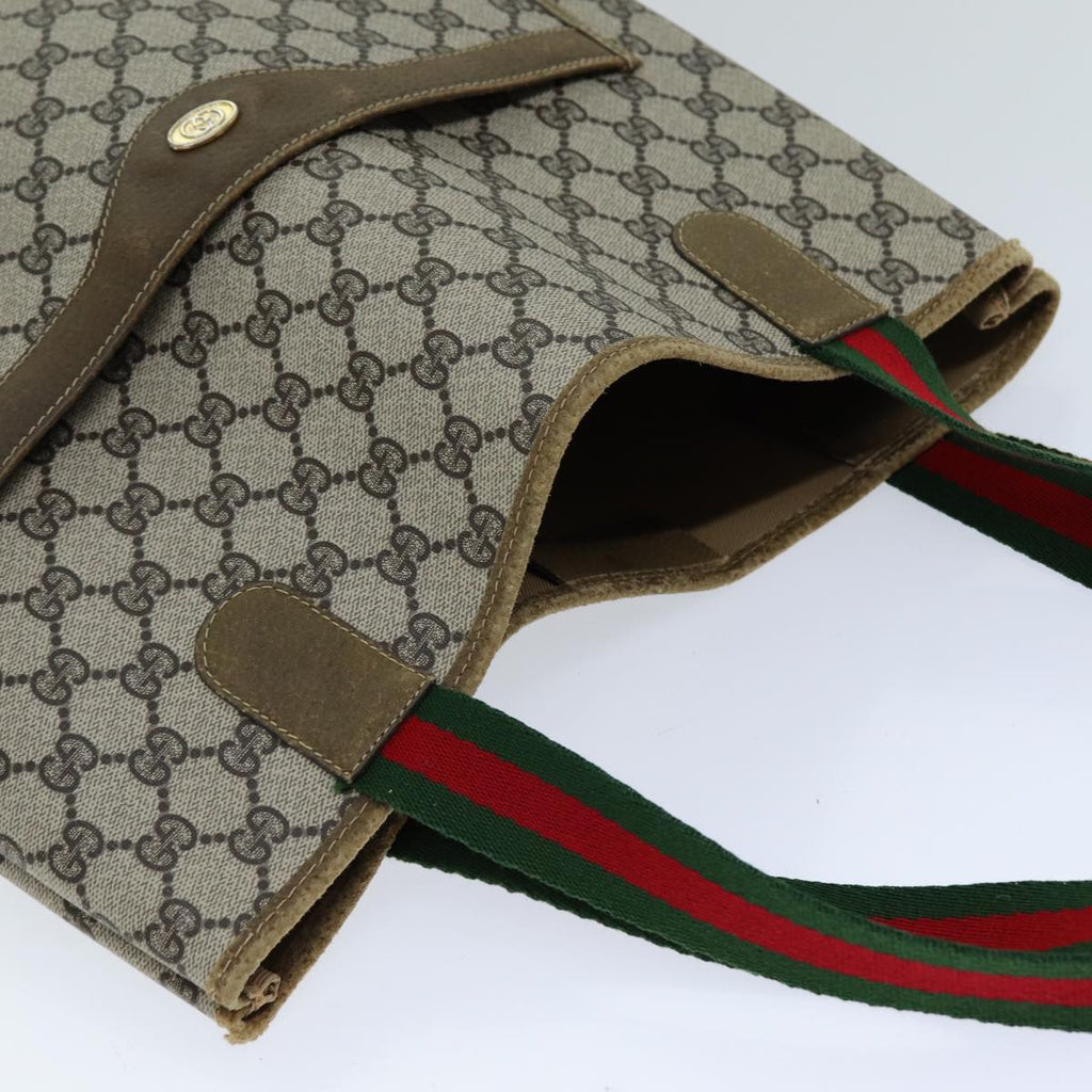 GUCCI GG Supreme Web Sherry Line Tote Bag PVC Red Beige Green ep4242