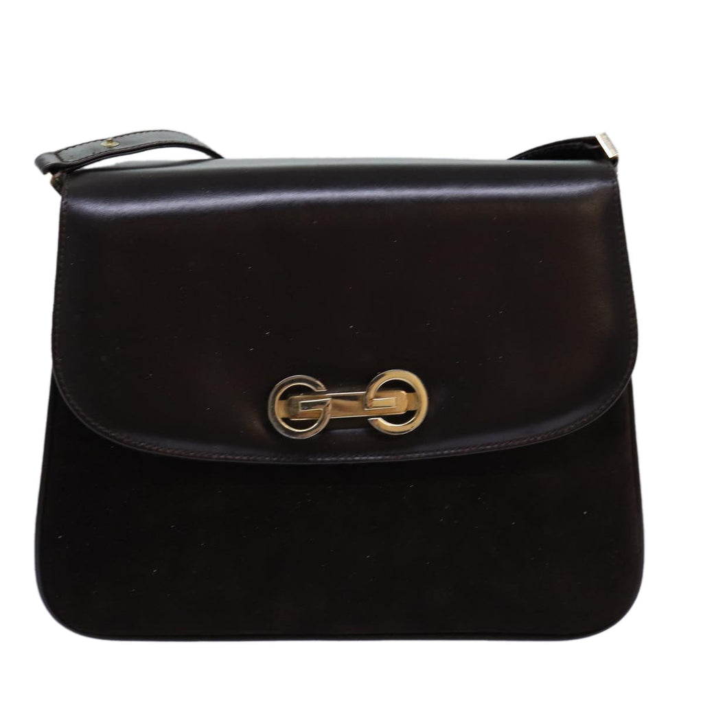 GUCCI Shoulder Bag Suede Leather Brown ep4243