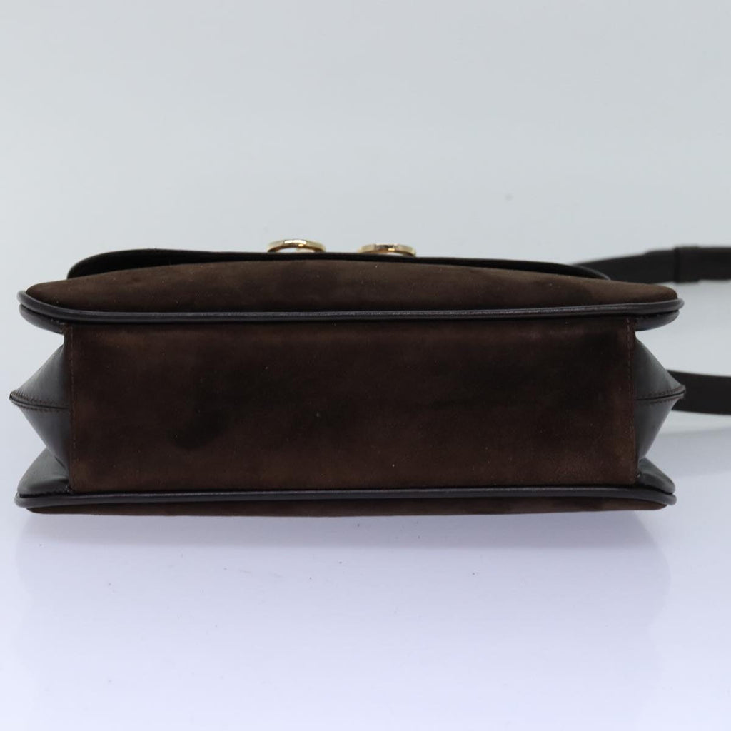 GUCCI Shoulder Bag Suede Leather Brown ep4243