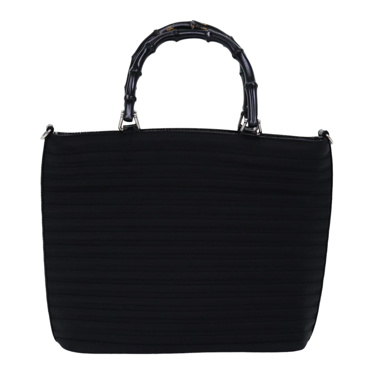 GUCCI Bamboo Hand Bag Nylon 2way Black 000 1998 0588 ep4254