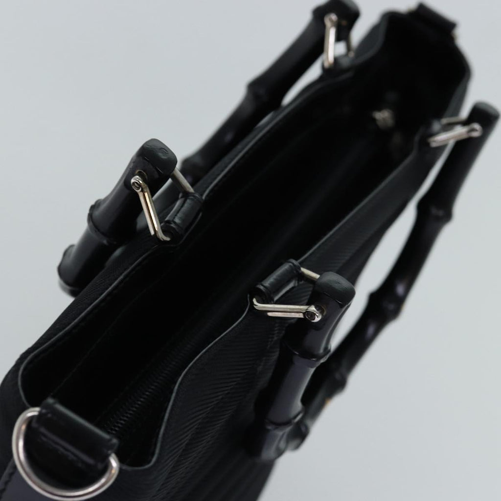 GUCCI Bamboo Hand Bag Nylon 2way Black 000 1998 0588 ep4254