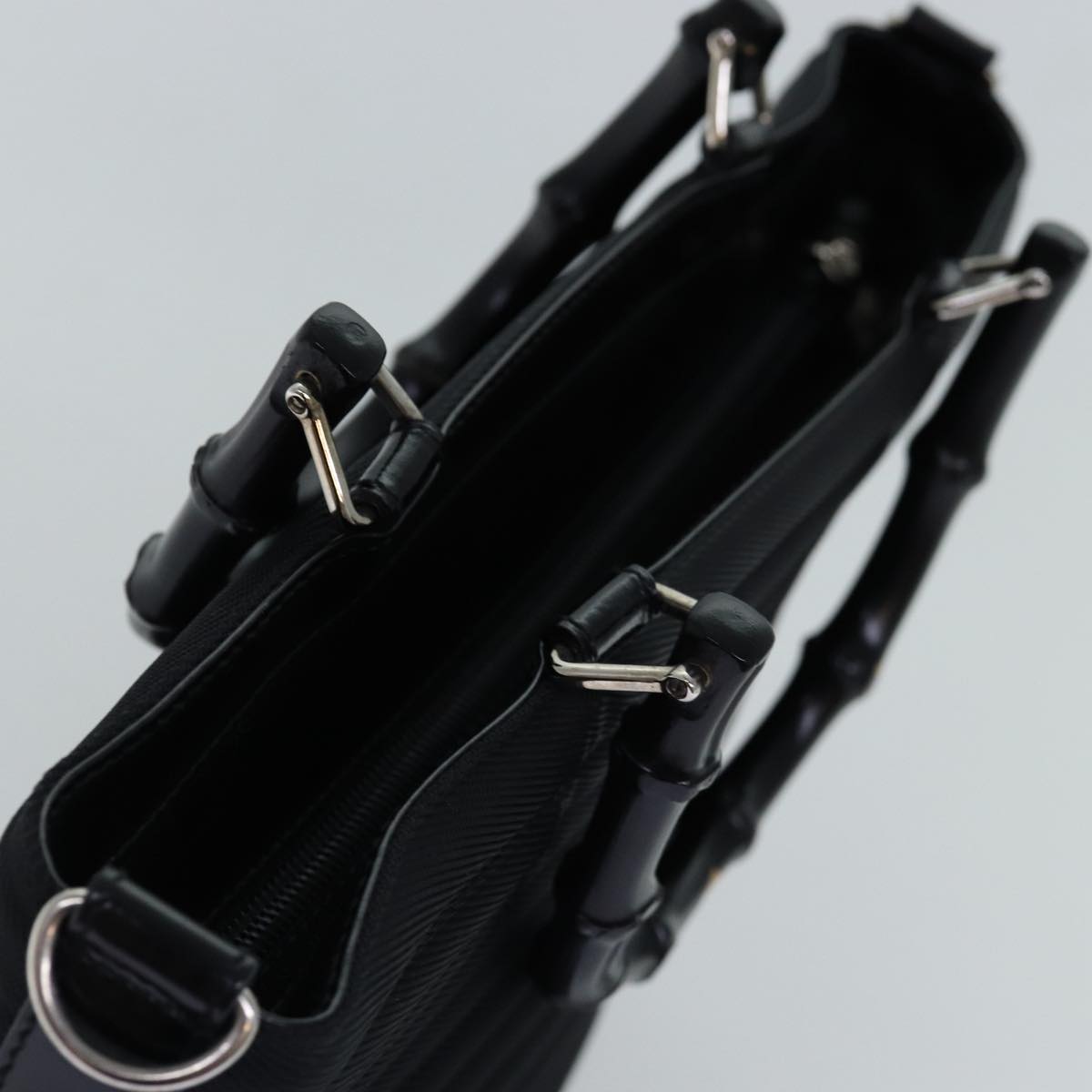 GUCCI Bamboo Hand Bag Nylon 2way Black 000 1998 0588 ep4254