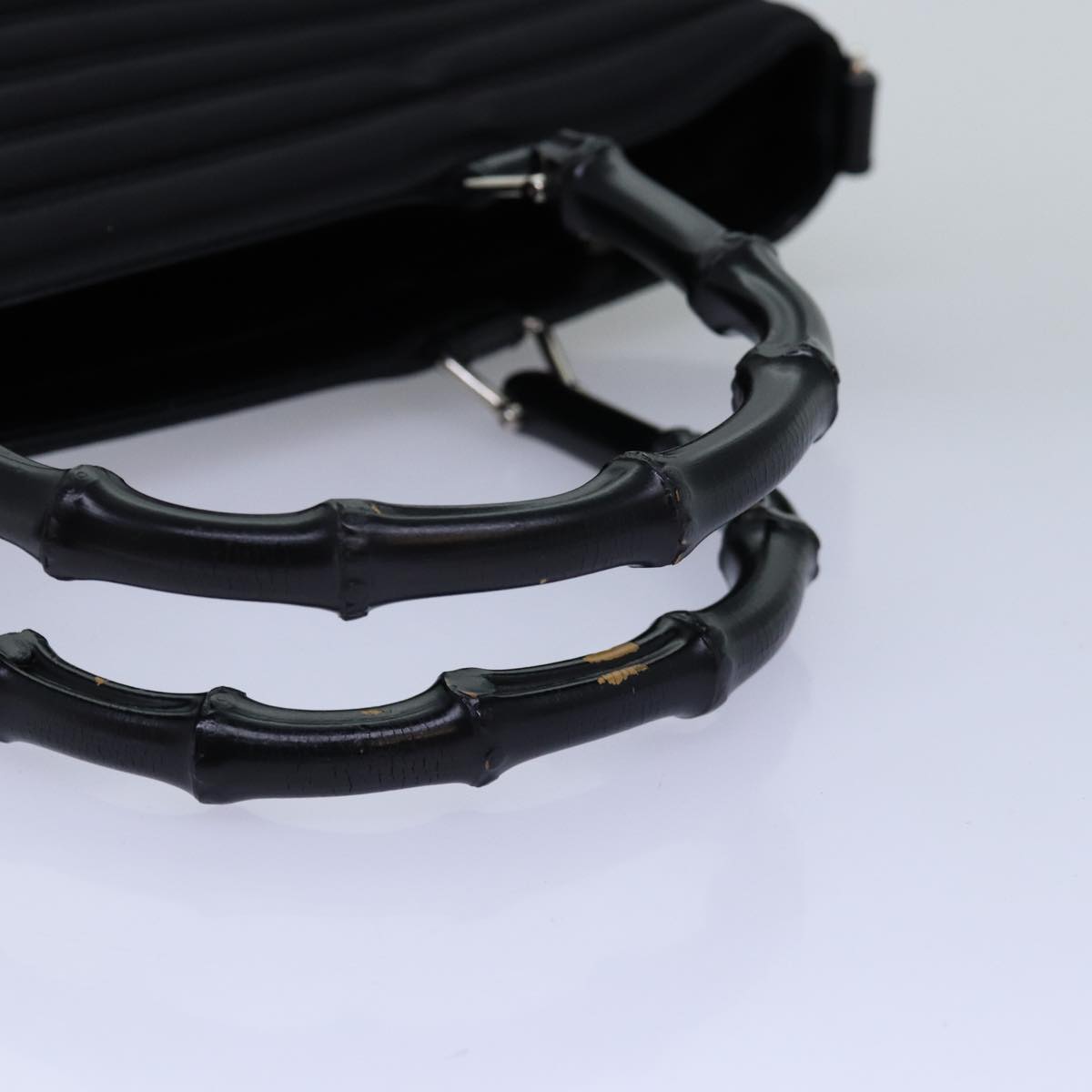 GUCCI Bamboo Hand Bag Nylon 2way Black 000 1998 0588 ep4254