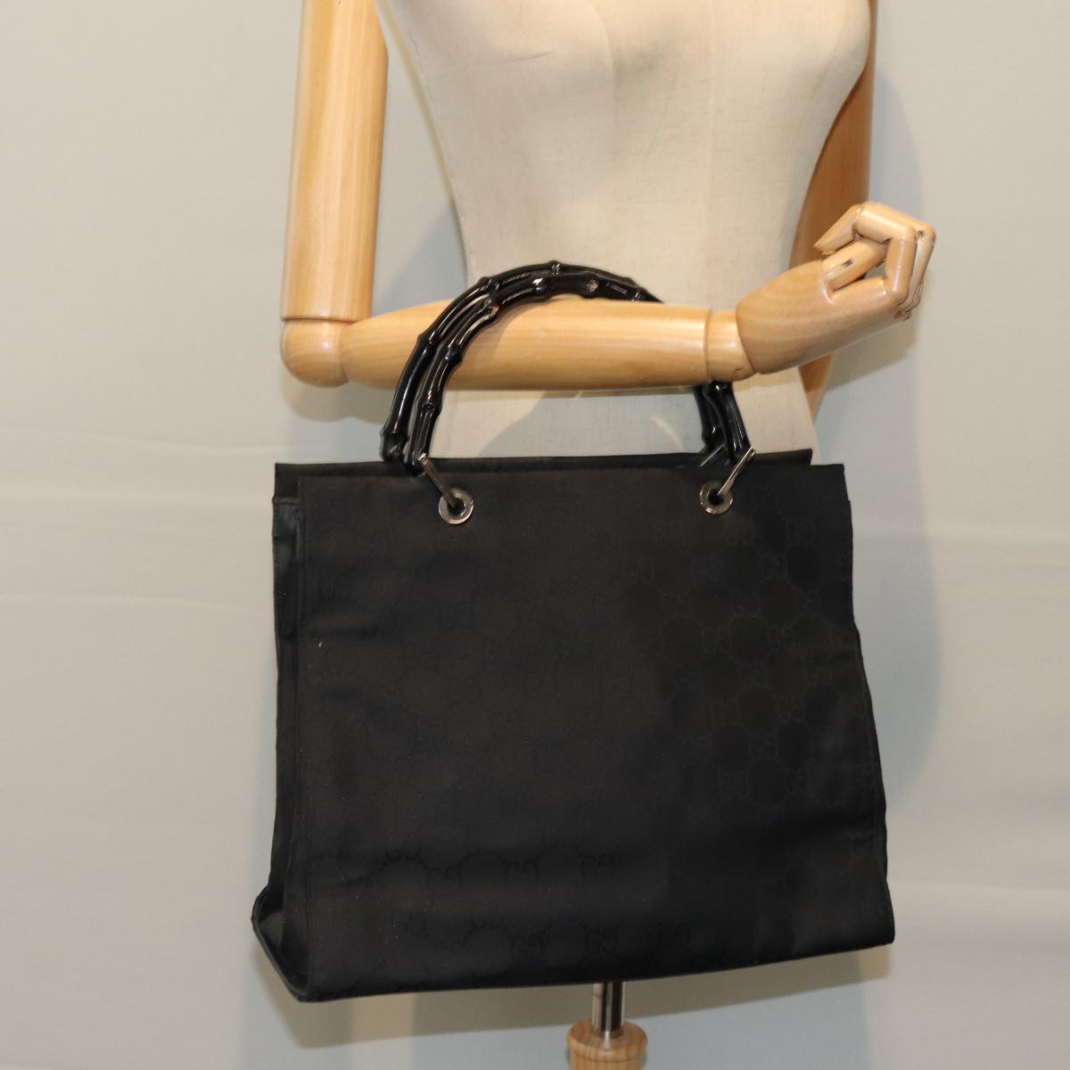 GUCCI Bamboo GG Canvas Hand Bag Black 002 1010 3754 ep4256