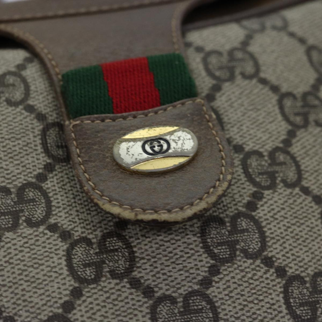 GUCCI GG Supreme Web Sherry Line Shoulder Bag PVC Leather Beige ep4259