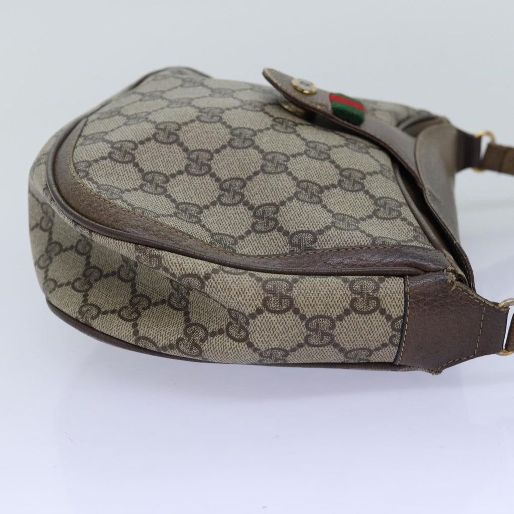 GUCCI GG Supreme Web Sherry Line Shoulder Bag PVC Leather Beige ep4259