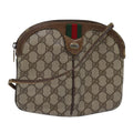 GUCCI GG Supreme Web Sherry Line Shoulder Bag PVC Leather Beige ep4265