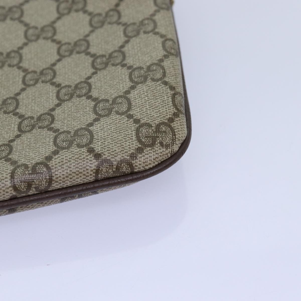 GUCCI GG Supreme Web Sherry Line Shoulder Bag PVC Leather Beige ep4265
