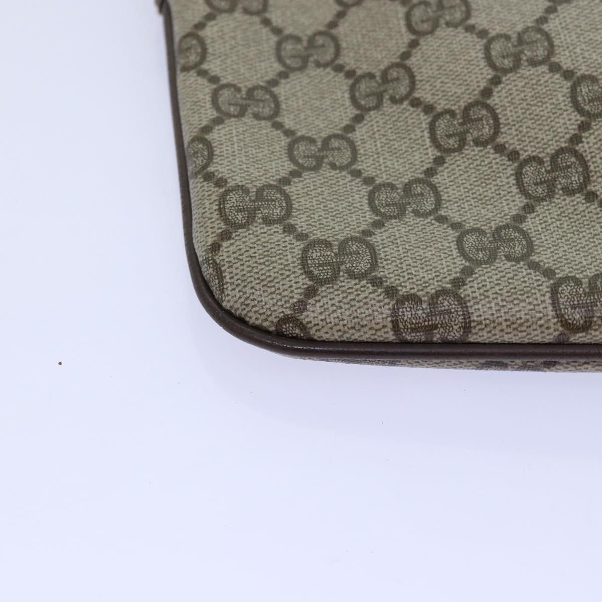 GUCCI GG Supreme Web Sherry Line Shoulder Bag PVC Leather Beige ep4265