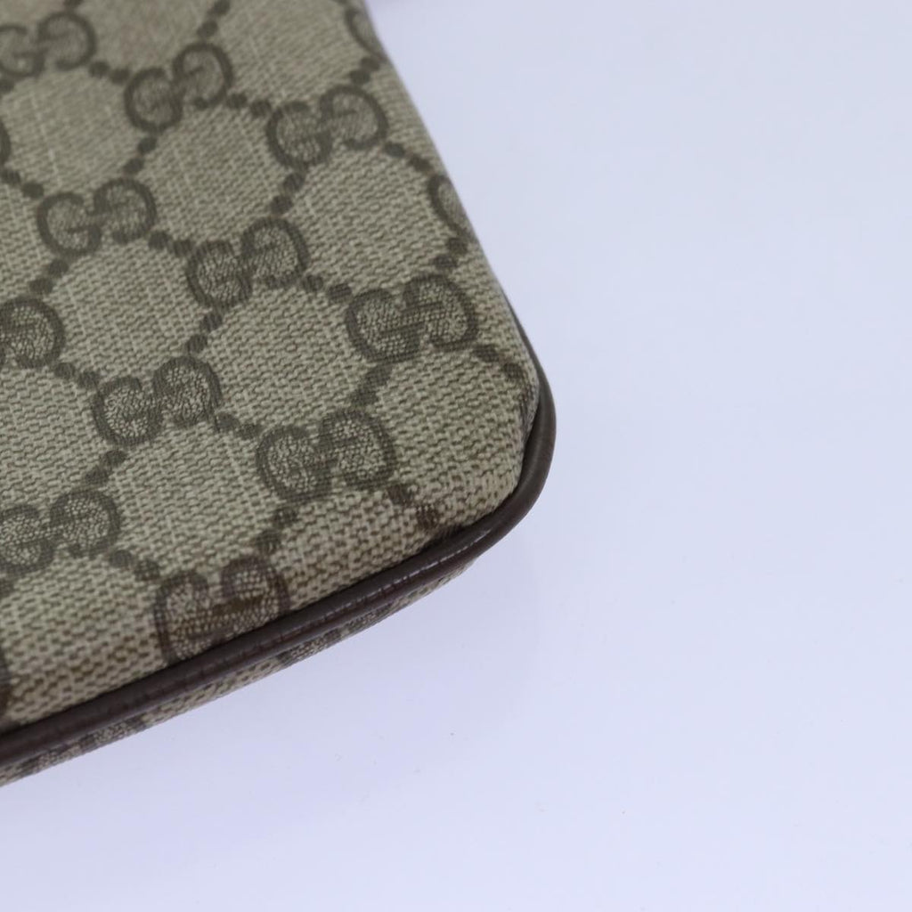 GUCCI GG Supreme Web Sherry Line Shoulder Bag PVC Leather Beige ep4265