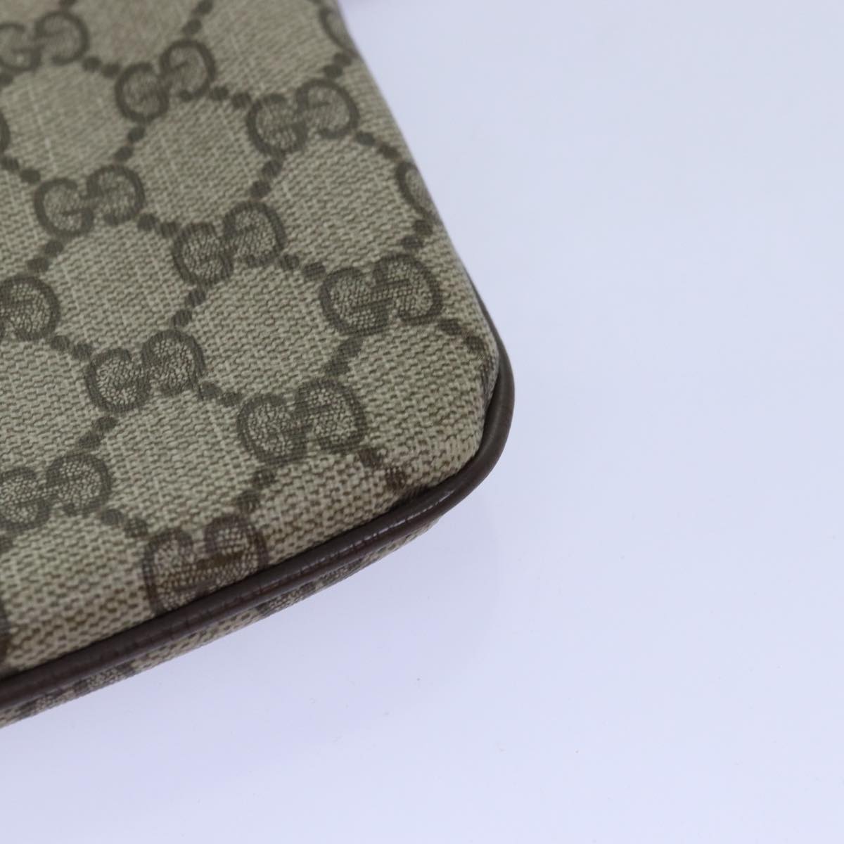 GUCCI GG Supreme Web Sherry Line Shoulder Bag PVC Leather Beige ep4265