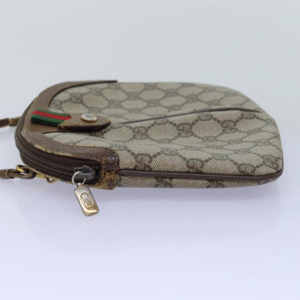 GUCCI GG Supreme Web Sherry Line Shoulder Bag PVC Leather Beige ep4265
