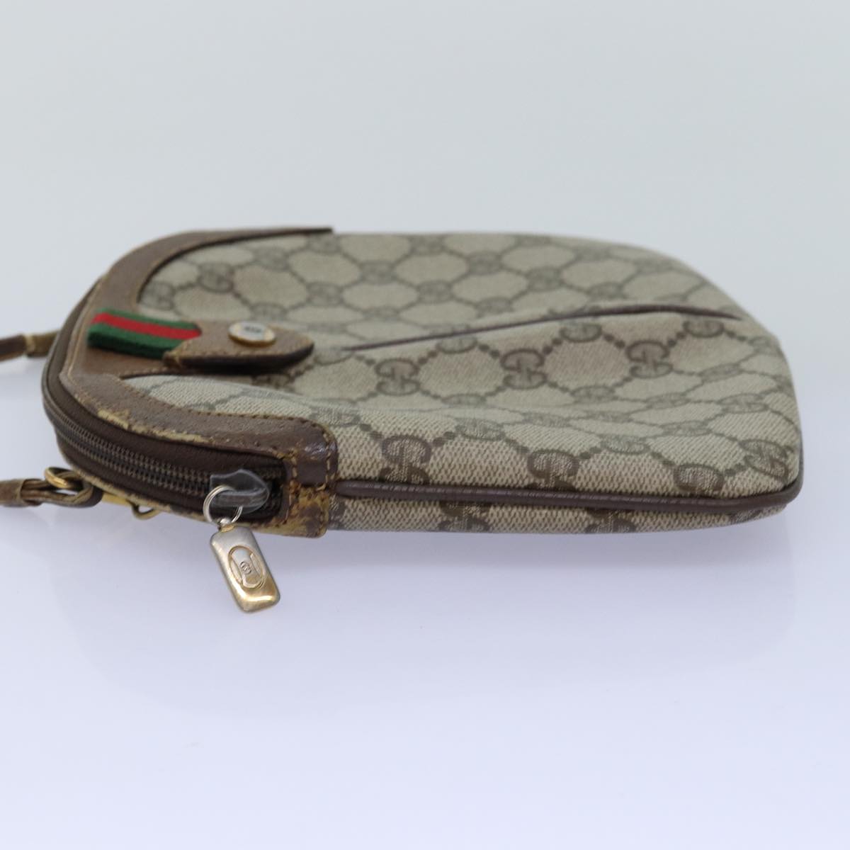 GUCCI GG Supreme Web Sherry Line Shoulder Bag PVC Leather Beige ep4265