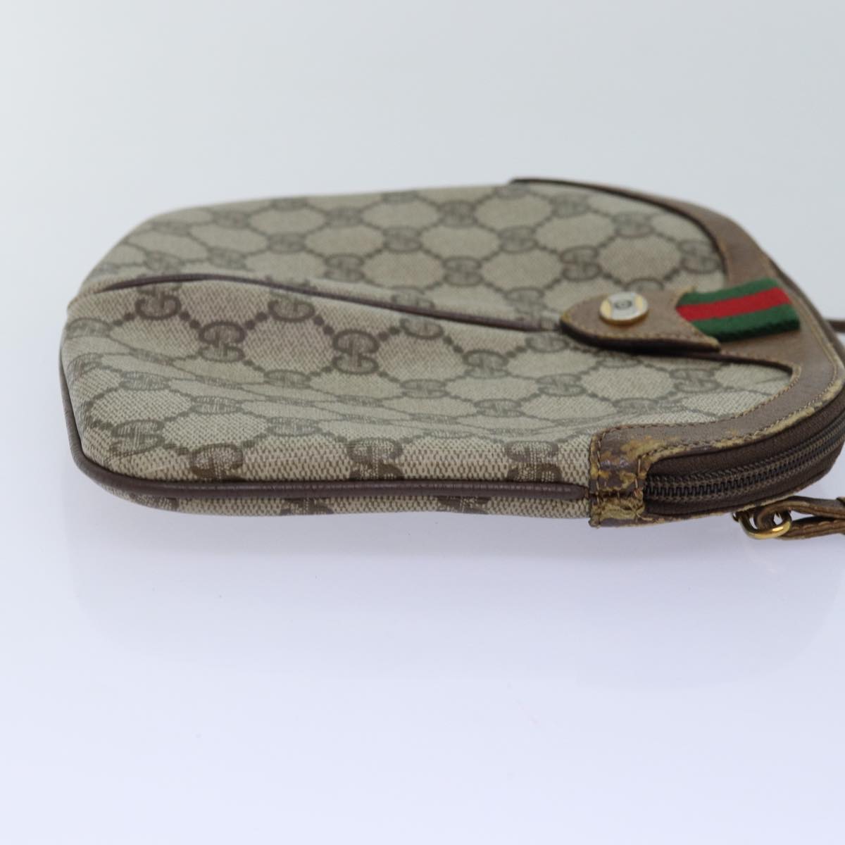 GUCCI GG Supreme Web Sherry Line Shoulder Bag PVC Leather Beige ep4265