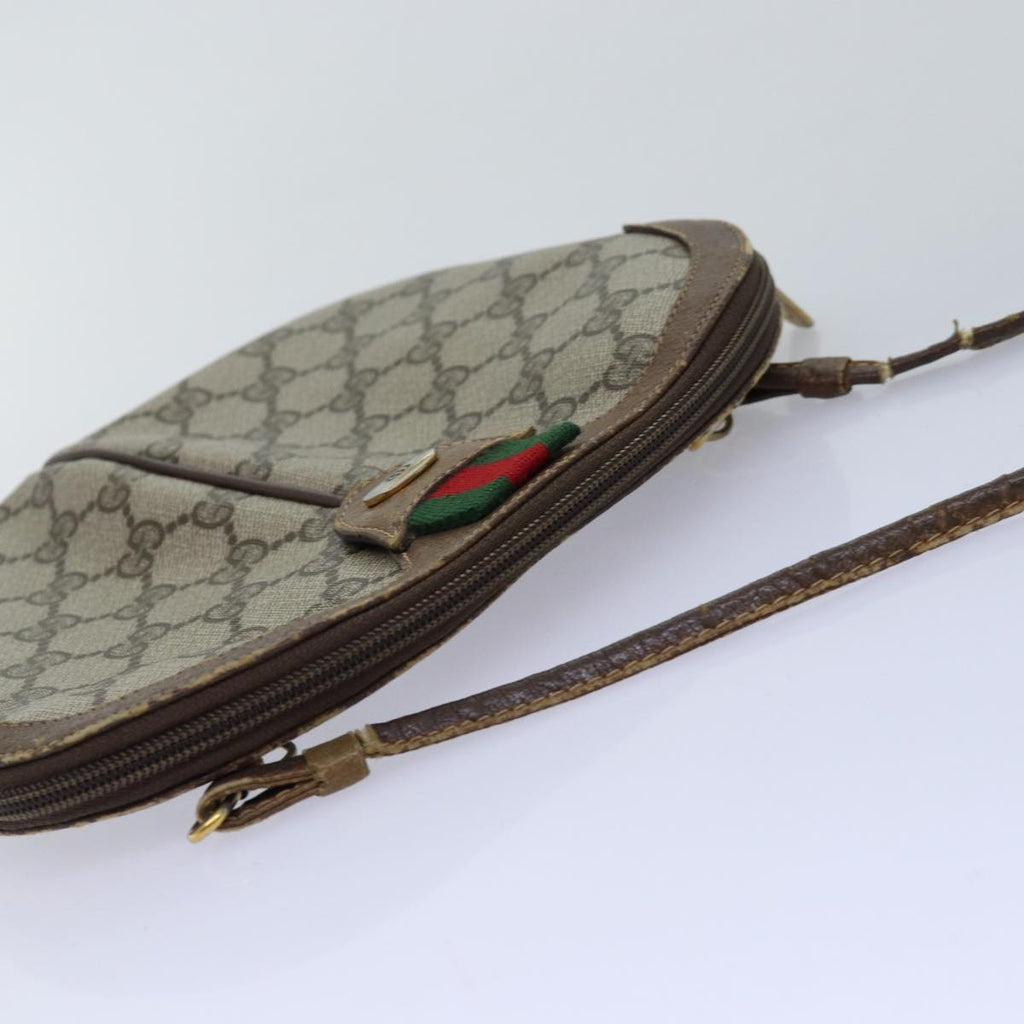 GUCCI GG Supreme Web Sherry Line Shoulder Bag PVC Leather Beige ep4265