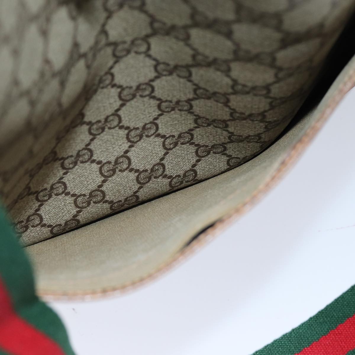 GUCCI GG Supreme Web Sherry Line Tote Bag PVC Red Beige 89 02 003 ep4284