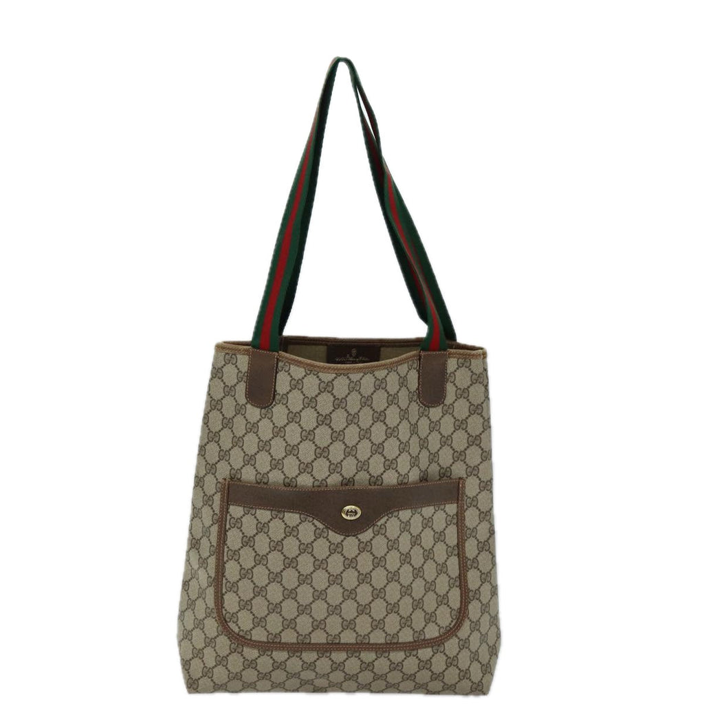 GUCCI GG Supreme Web Sherry Line Tote Bag PVC Red Beige 89 02 003 ep4284