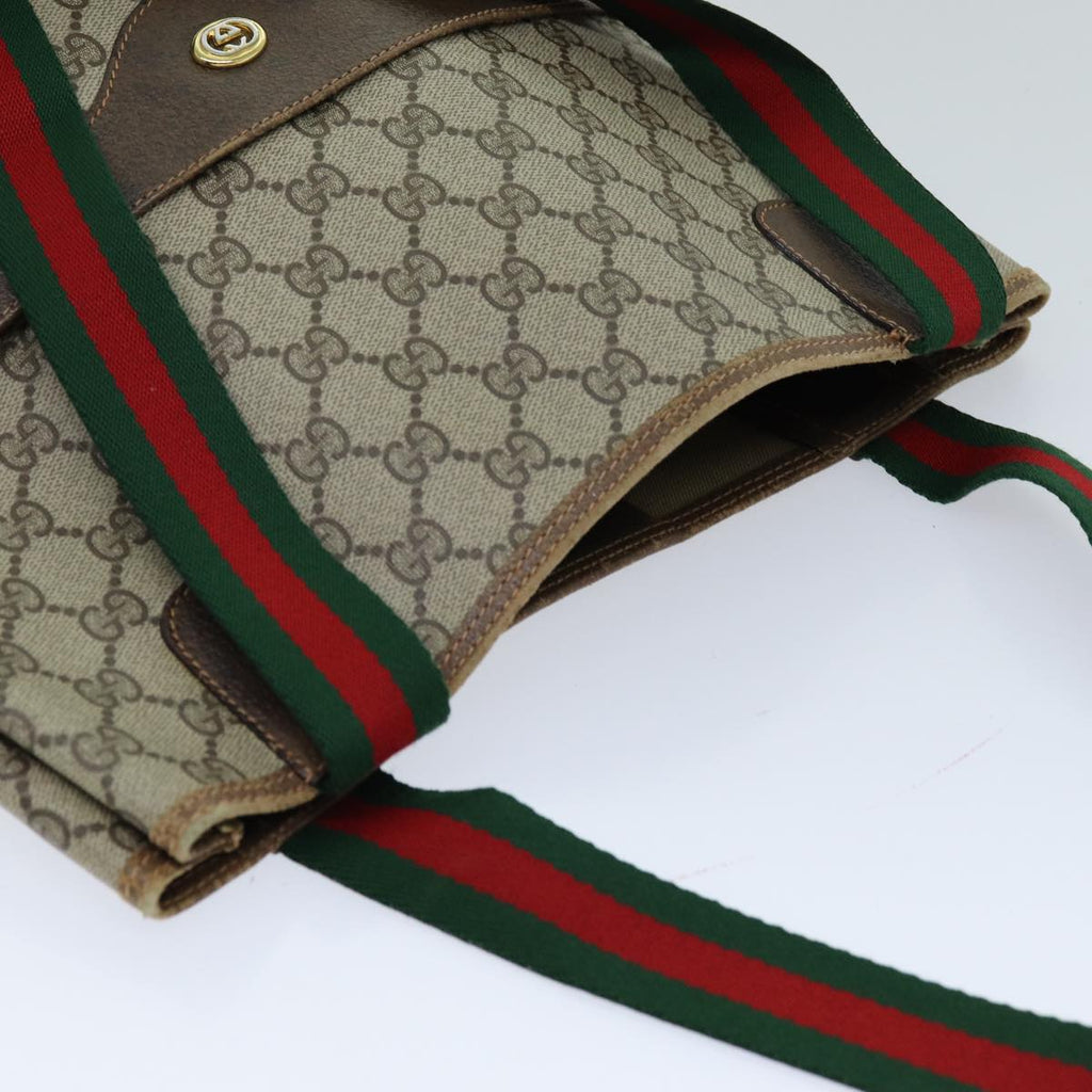 GUCCI GG Supreme Web Sherry Line Tote Bag PVC Red Beige 89 02 003 ep4284