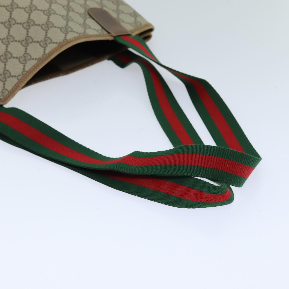 GUCCI GG Supreme Web Sherry Line Tote Bag PVC Red Beige 89 02 003 ep4284