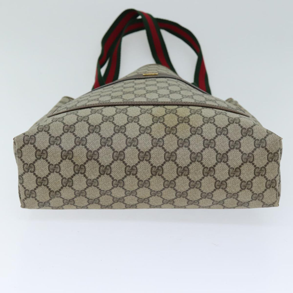 GUCCI GG Supreme Web Sherry Line Tote Bag PVC Beige Red 002 4487 39 ep4289