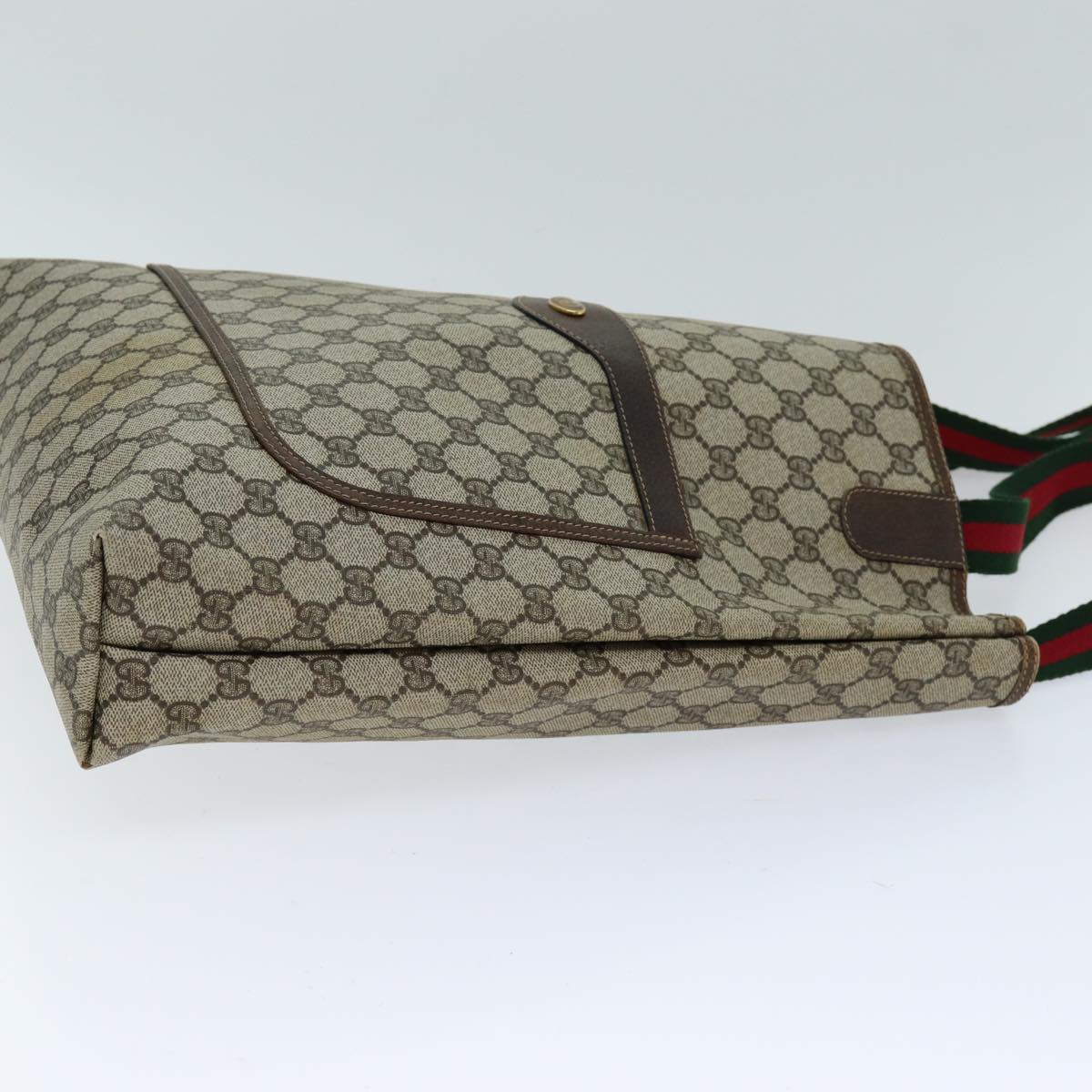 GUCCI GG Supreme Web Sherry Line Tote Bag PVC Beige Red 002 4487 39 ep4289