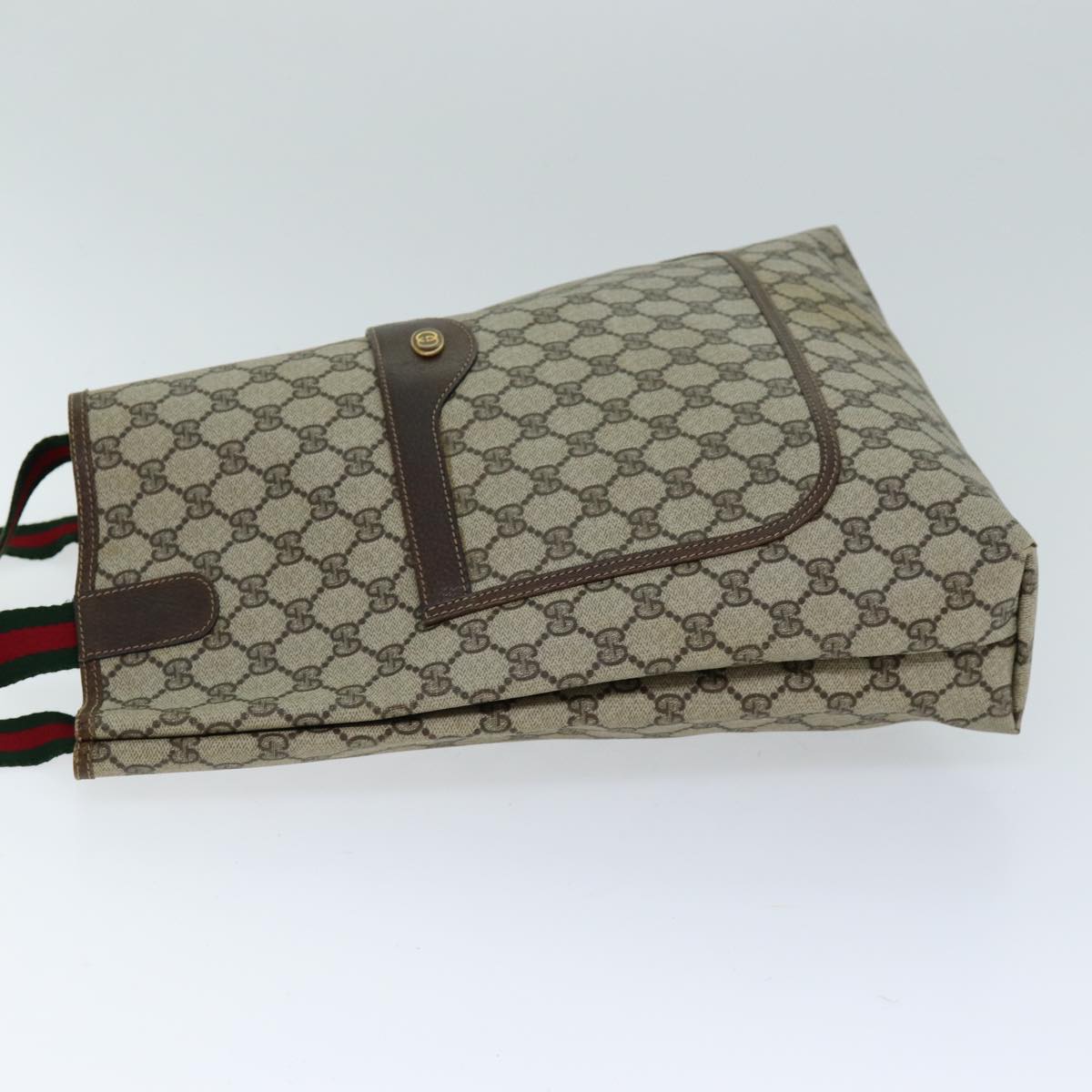 GUCCI GG Supreme Web Sherry Line Tote Bag PVC Beige Red 002 4487 39 ep4289
