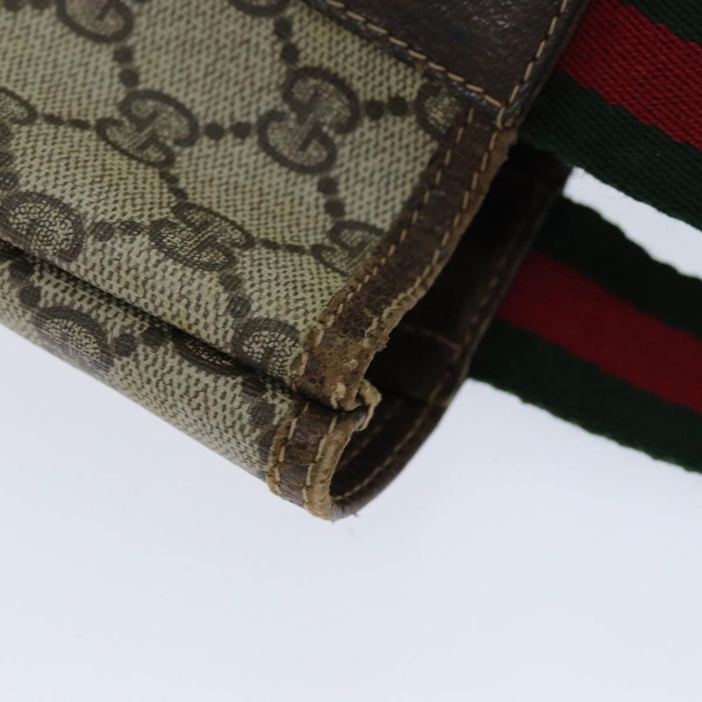 GUCCI GG Supreme Web Sherry Line Tote Bag PVC Beige Red 002 4487 39 ep4289