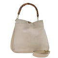 GUCCI Bamboo Hand Bag Suede 2way Beige 001 1014 1577 ep4292