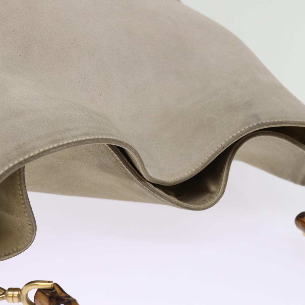 GUCCI Bamboo Hand Bag Suede 2way Beige 001 1014 1577 ep4292