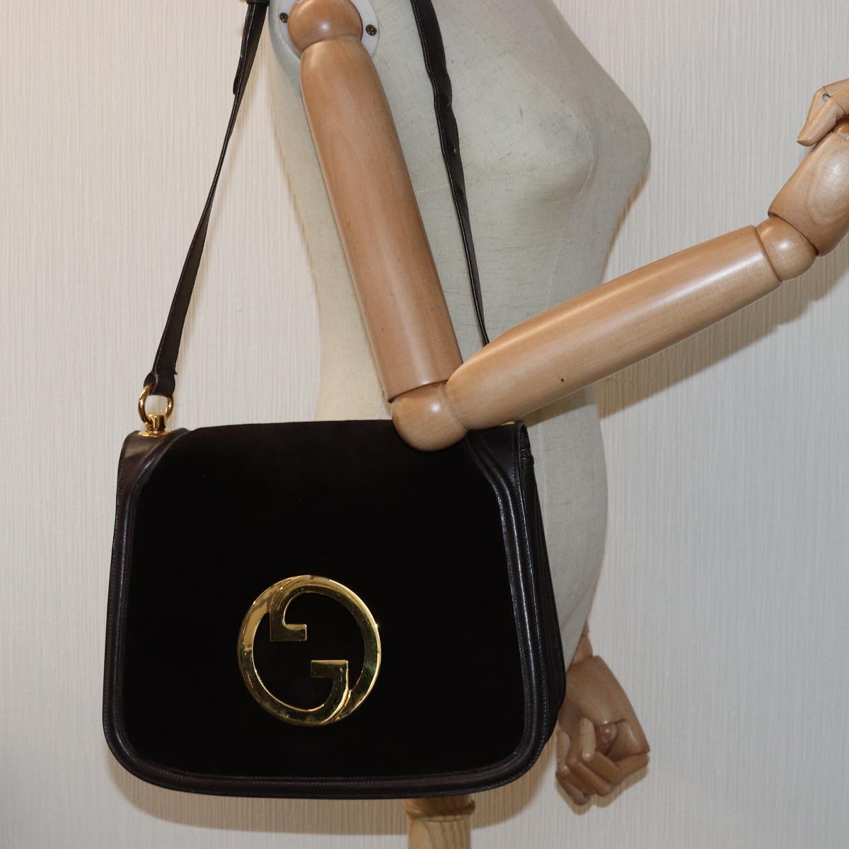 GUCCI Shoulder Bag Suede Brown ep4293