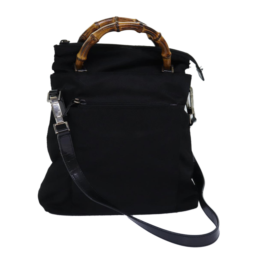 GUCCI Bamboo Hand Bag Nylon 2way Black 000 2265 0581 ep4302