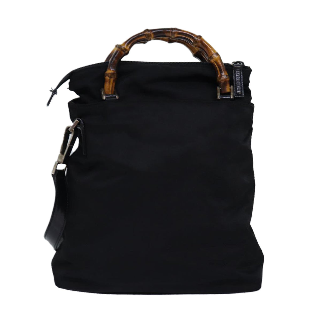 GUCCI Bamboo Hand Bag Nylon 2way Black 000 2265 0581 ep4302