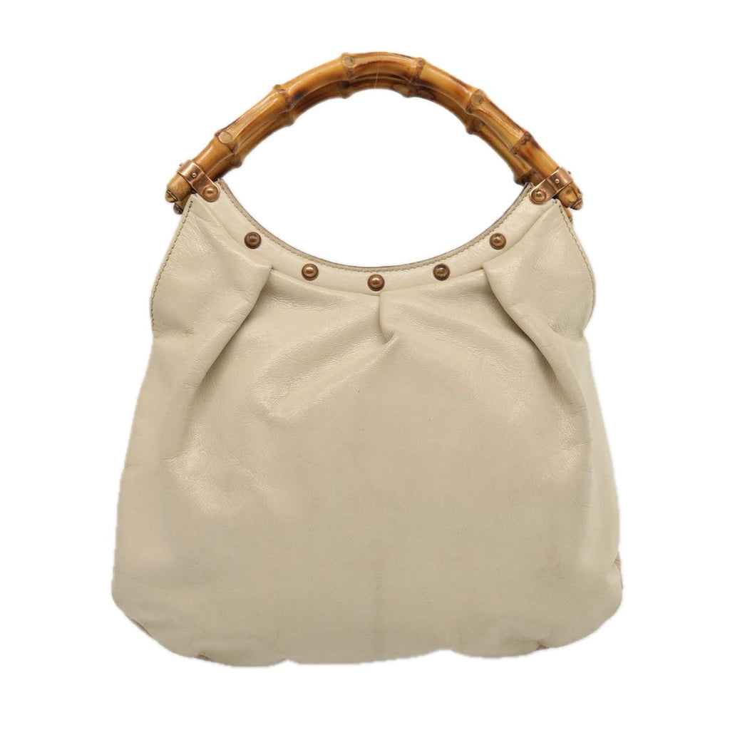 GUCCI Bamboo Hand Bag Leather White 124297 ep4314