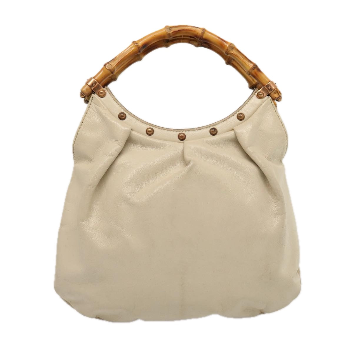 GUCCI Bamboo Hand Bag Leather White 124297 ep4314