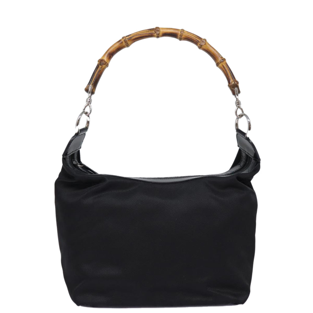 GUCCI Bamboo Shoulder Bag Nylon Black ep4342