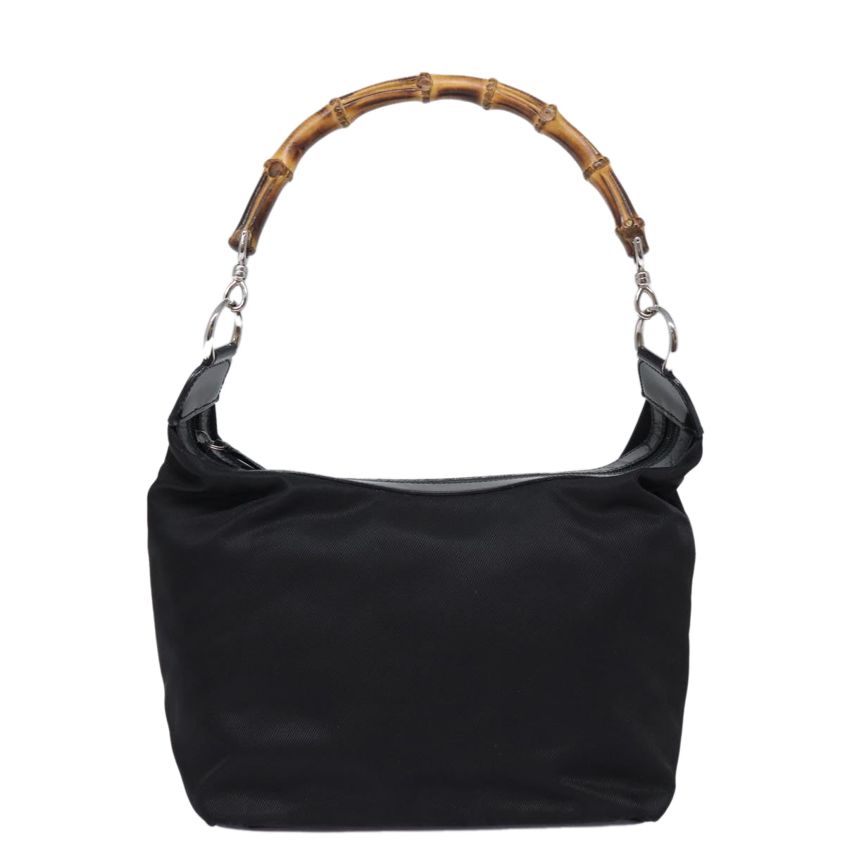 GUCCI Bamboo Shoulder Bag Nylon Black ep4342