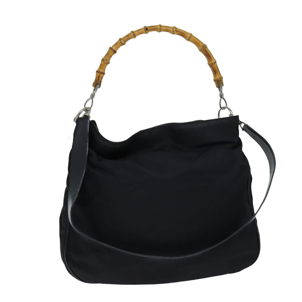 GUCCI Bamboo Shoulder Bag Nylon 2way Black 001 1998 1577 ep4348