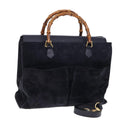GUCCI Bamboo Hand Bag Suede 2way Navy 002 2855 0322 0 ep4351