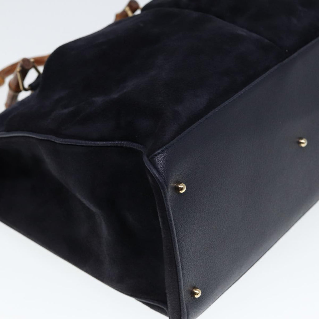 GUCCI Bamboo Hand Bag Suede 2way Navy 002 2855 0322 0 ep4351