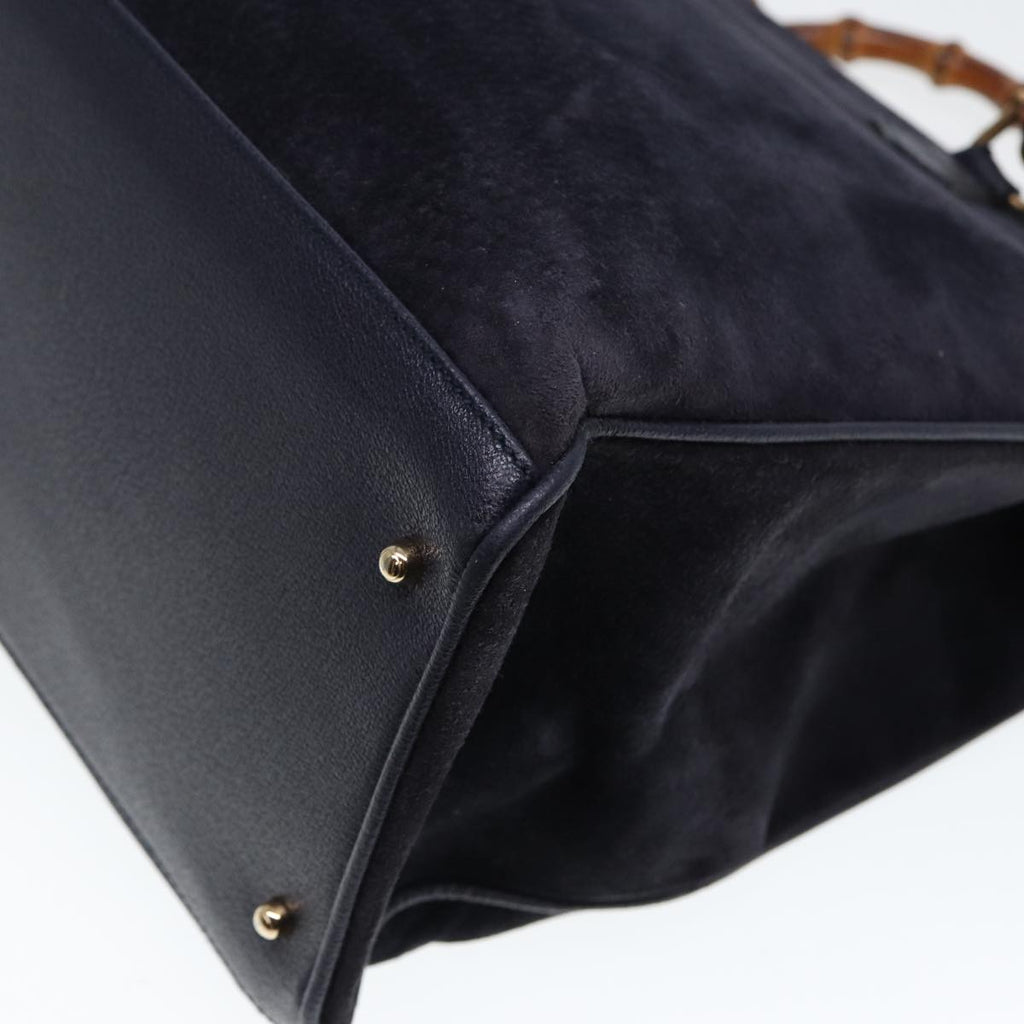 GUCCI Bamboo Hand Bag Suede 2way Navy 002 2855 0322 0 ep4351