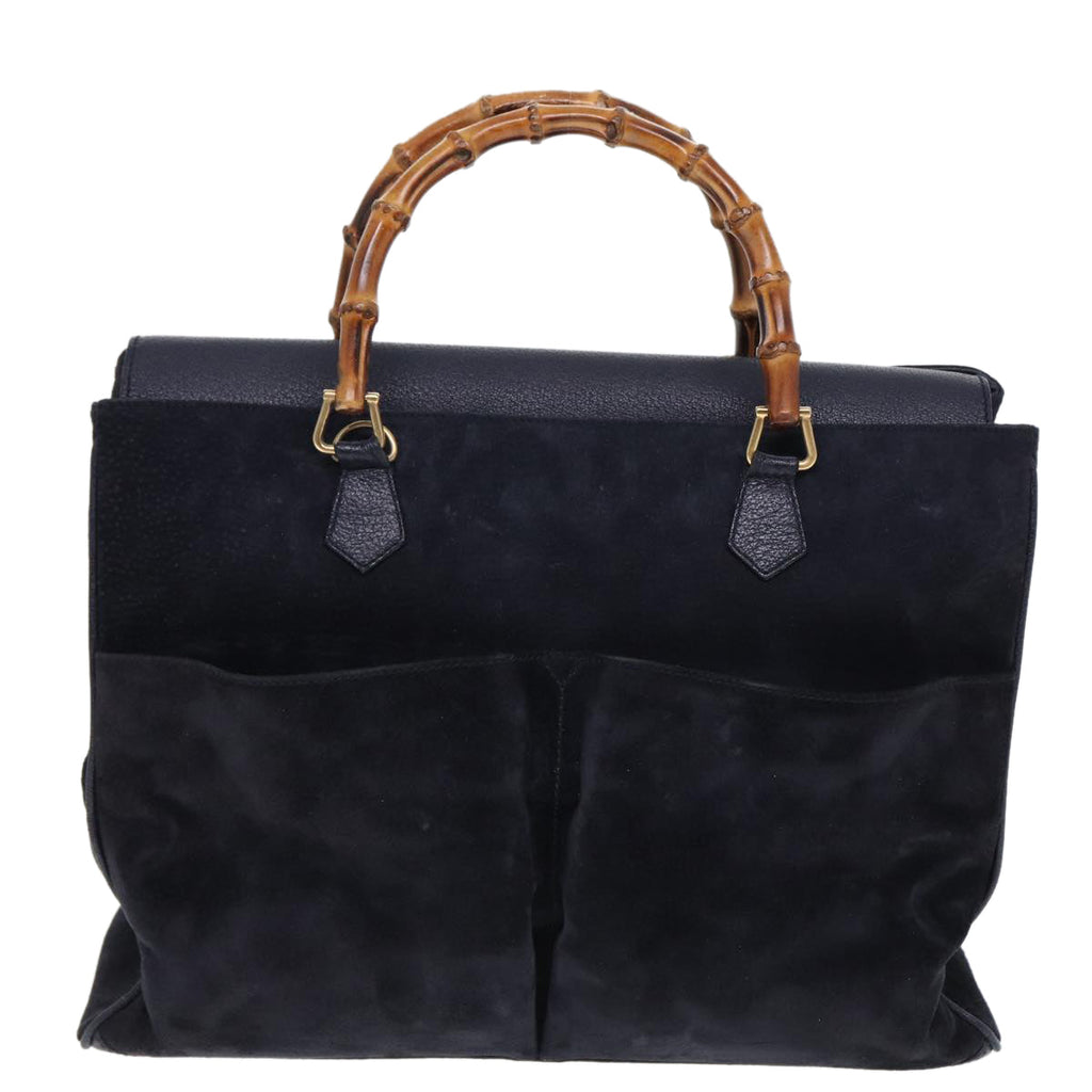 GUCCI Bamboo Hand Bag Suede 2way Navy 002 2855 0322 0 ep4351